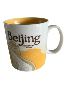 Starbucks Yellow and White Beijing Ceramic Mug
